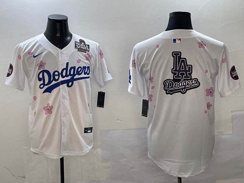 Men Los Angeles Dodgers Blank White Sakura Edition 2025 Nike MLB Jersey style 20